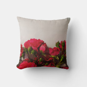 Red roses fresh buds blooming bright flowers flora cushion