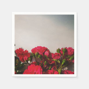 Red roses fresh buds blooming bright flowers flora napkin