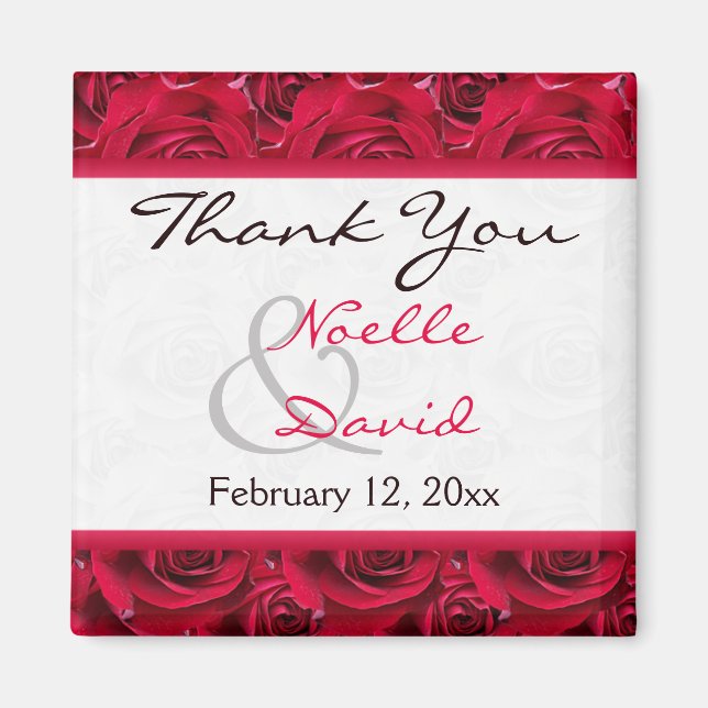 Red Roses Galore Wedding Favor Magnet (Front)