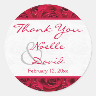 Red Roses Galore Wedding Favour Sticker