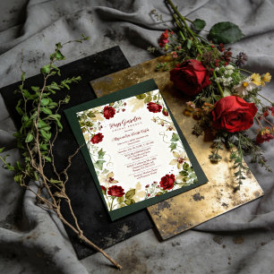 Red Roses Garden-Inspired Bridal Shower Brunch Invitation