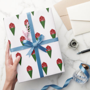 Red Roses, Geometric Pattern Wrapping Paper