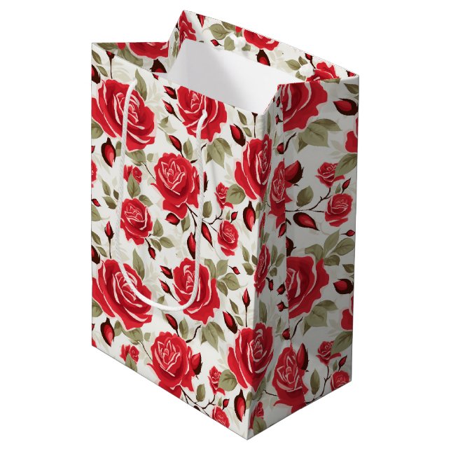 Red Roses Gift Bag (Front Angled)
