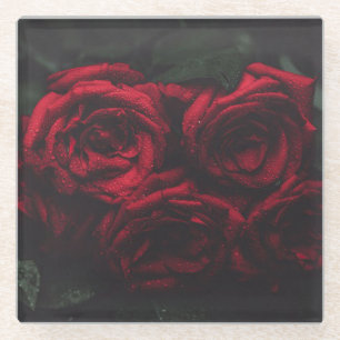 Red Roses Glass Coaster