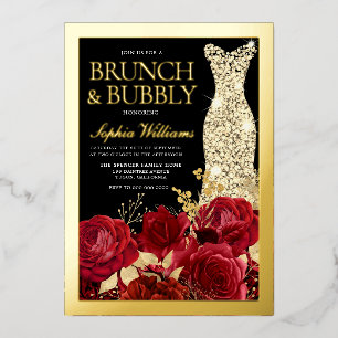 Red Roses & Gold Foil Black Bridal Shower