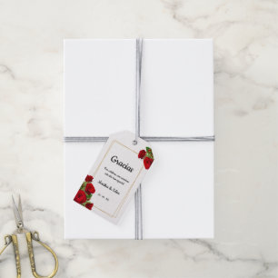 Red Roses Gold Spanish Wedding Favour Tag