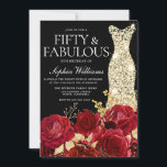 Red Roses Golden Gown Black 50th Birthday Party Invitation<br><div class="desc">Red Roses Golden Gown Black 50th Birthday Party Invitation

See matching collection in Niche and Nest Store

Many thanks</div>