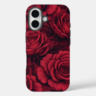 Red Roses Gothic Floral Pattern iPhone 16 case