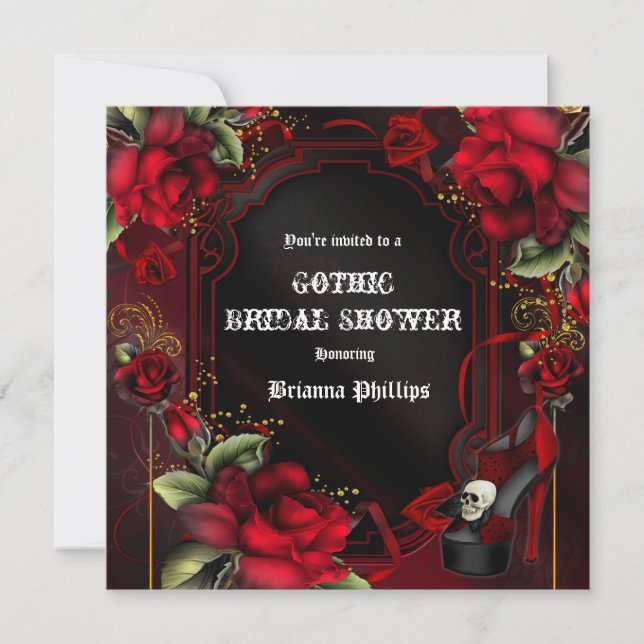 Red Roses Gothic Glam Elegant Party Invitation (Front)