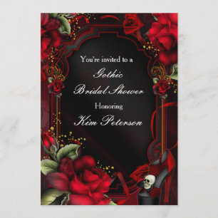 Red Roses Gothic Glam Elegant Party Invitation