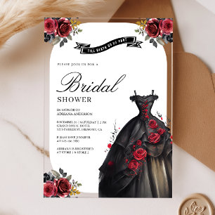 Red Roses Gothic Gown Bridal Shower Acrylic Invitations