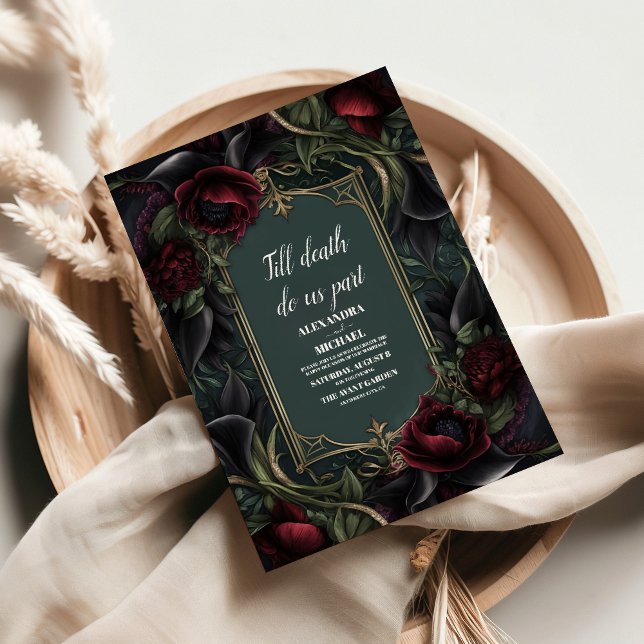 Red Roses Gothic Halloween Wedding Invitation (Creator Uploaded)