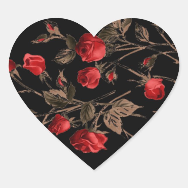 Red Roses Gothic Heart Sticker (Front)