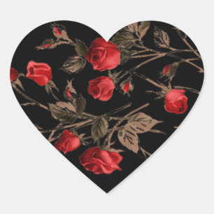 Red Roses Gothic Heart Sticker