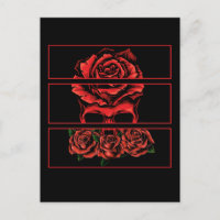 Red Roses Gothic Skull Wicca Goth Flowers