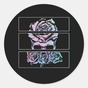 Red Roses Gothic Skull Wicca Pastel Goth Flowers Classic Round Sticker