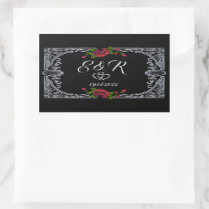  Red Roses Gothic Wedding Rectangular Sticker
