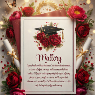 Red Roses Graduation Celebration Card