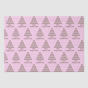 Red Roses Green Holly Christmas Tree & Wish, Pink Tissue Paper