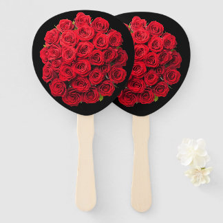 Red roses hand fan