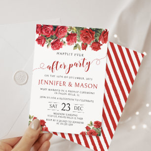 Red roses happily ever after wedding invitation