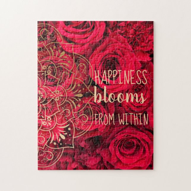 Red Roses Happiness Blooms From Within Puzzle (Vertical)