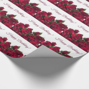 Red roses happy birthday wrapping paper