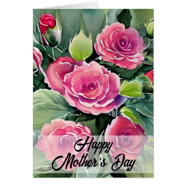 Red Roses Happy Mother's Day Greeting Card (Front)