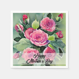 Red Roses Happy Mother's Day  Napkin