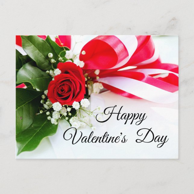 Red Roses Happy Valentine's Day Holiday Postcard (Front)