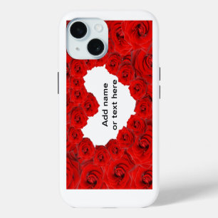 Red Roses Heart. Add name or text iPhone 15 Case
