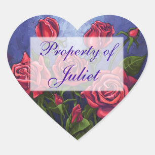 Red Roses Heart Book Stickers