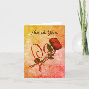 Red Roses Heart Flower Art Thank You Card
