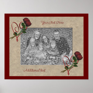Red Roses Heart Frame Create Your Own Photo  Poster