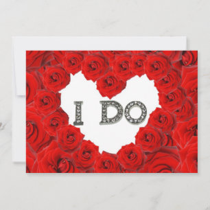 Red Roses Heart I Do Bling Wedding Invitation