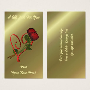 Red Roses Heart Personalized Gift Card Tag