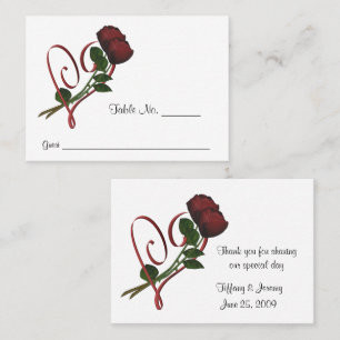 Red Roses Heart Wedding Personalised Place Card