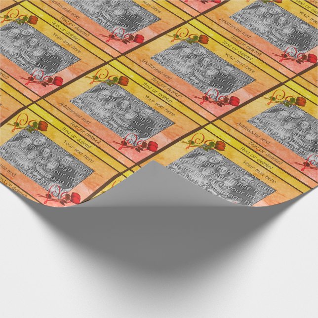 Red Roses Heart Your Photo Personalised Wrapping Paper (Corner)