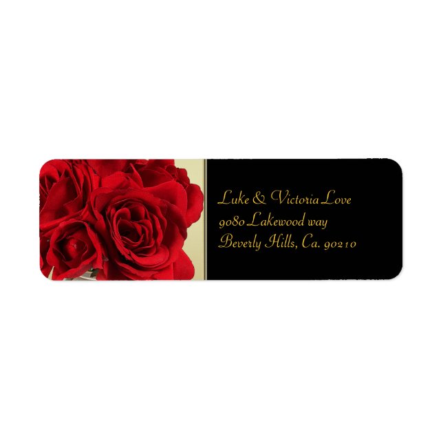 Red Roses & Hearts, Gold & Black Wedding (Front)