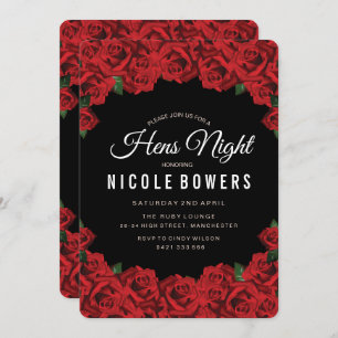 Red Roses Hens Night Party Invitation