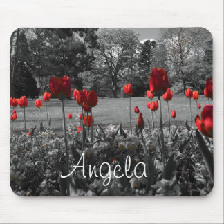 red roses in black and white garden photography mouse mat