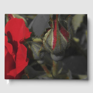 red roses in black Wedding guestbook, festive Guest Book