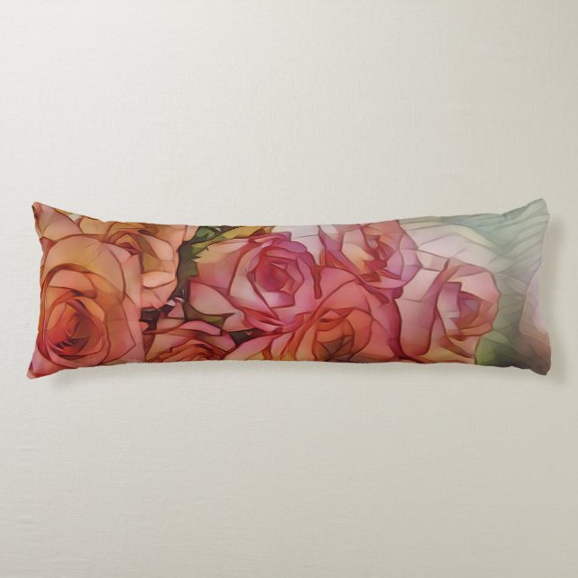 Red Roses In Dappled Sunlight Body Cushion (Front)