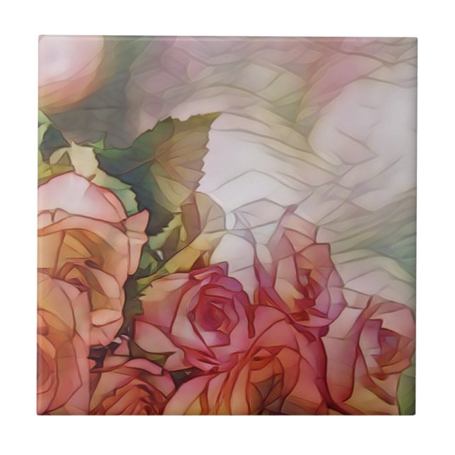 Red Roses In Dappled Sunlight Tile (Front)