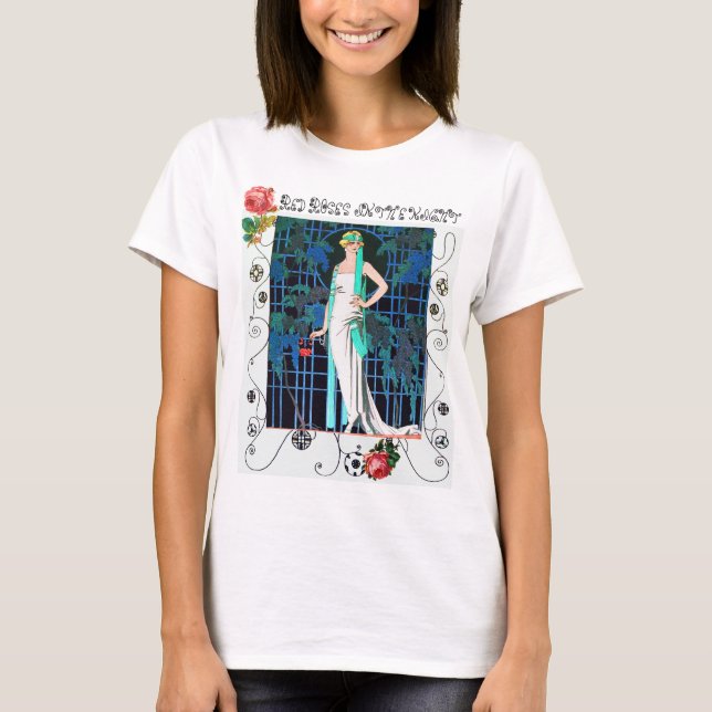 RED ROSES IN THE NIGHT,ART DECO BEAUTY FASHION T-Shirt (Front)