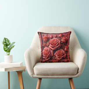 "Red roses in Wax design" Cushion