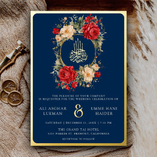 Red Roses Ivory Flowers Maroon Blue Wedding Gold