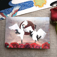 Red Roses, Japanese Tancho Cranes, Wedding
