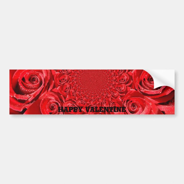 Red Roses Kaleidoscope: Happy Valentine's Day Art  Bumper Sticker (Front)