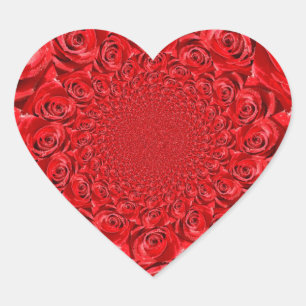 Red Roses Kaleidoscope: Happy Valentine's Day Art  Heart Sticker